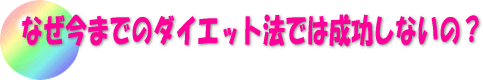 なぜ今までのダイエット法では成功しないの？